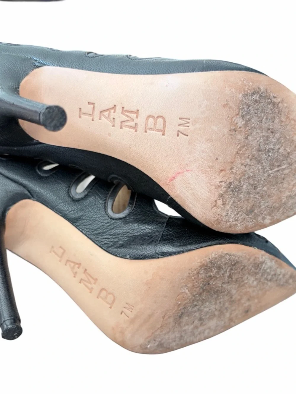 L.A.M.B. Lamb Gwen Stefani Black Leather Cut Out Stiletto Heels size 7